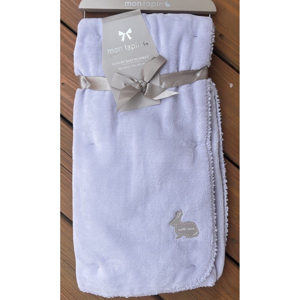 Mon Lapin Luxury Velvet LAVENDER Baby Blanket Reversible Plush Soft Purple New